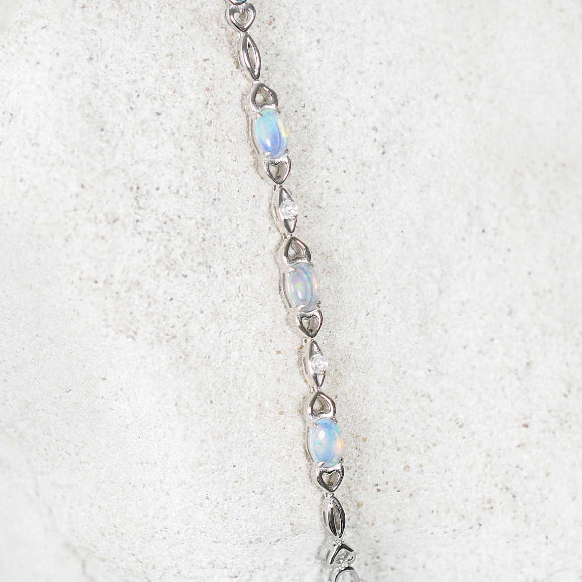 'Passion Blue Trio' Crystal Opal Bracelet Silver