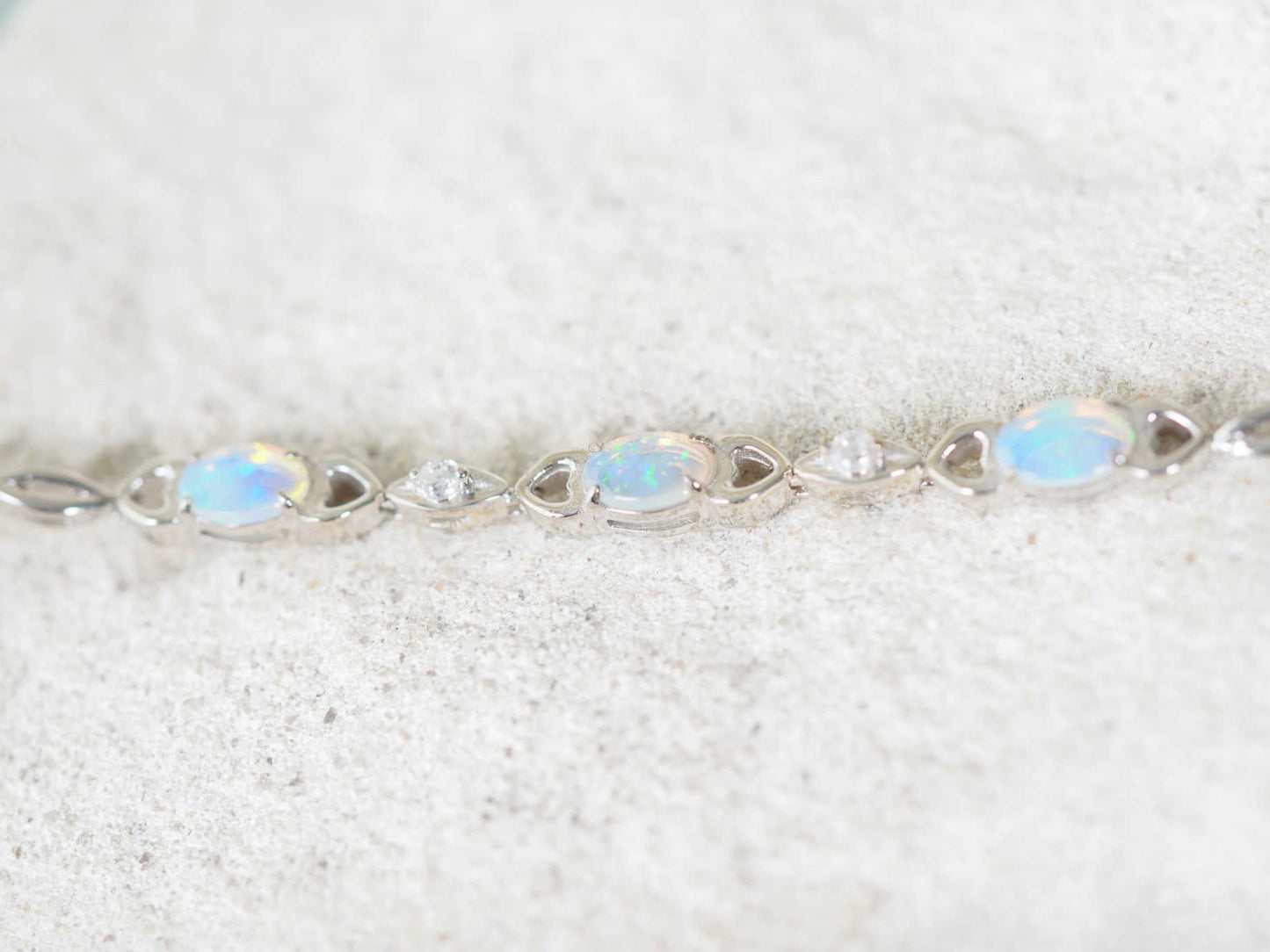 'Passion Blue Trio' Crystal Opal Bracelet Silver