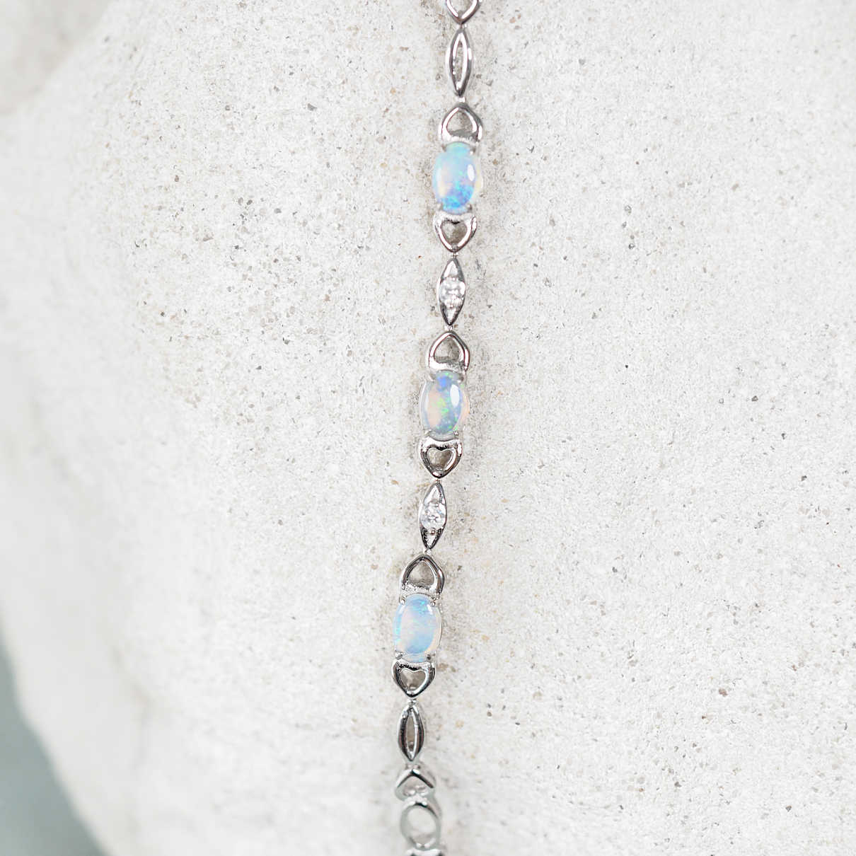 'Passion Blue Trio' Crystal Opal Bracelet Silver