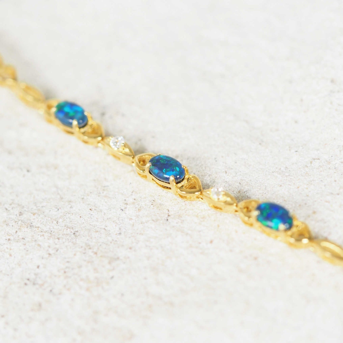 'Passion Blue Trio' Triplet Opal Bracelet Gold Plated Silver
