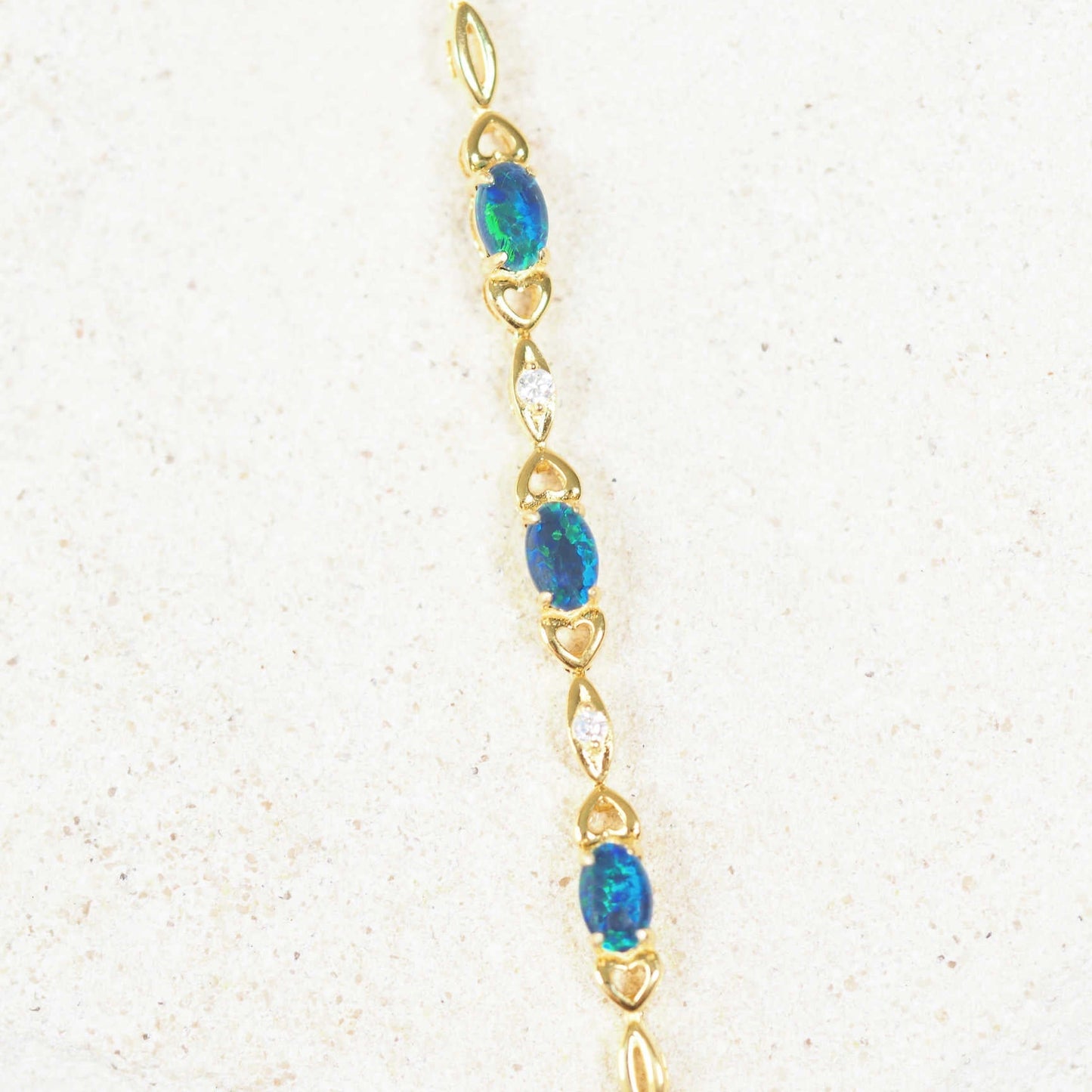 'Passion Blue Trio' Triplet Opal Bracelet Gold Plated Silver