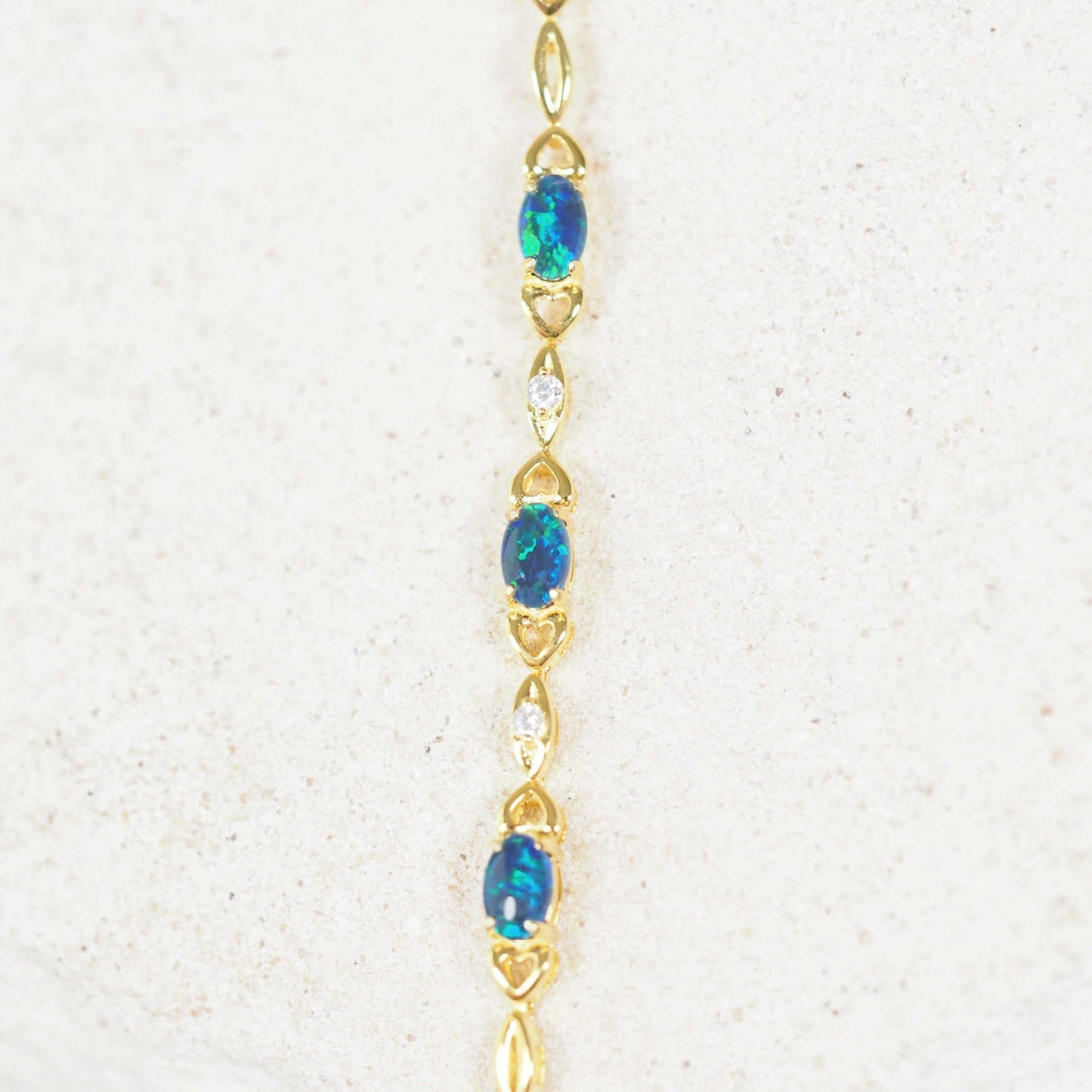 'Passion Blue Trio' Triplet Opal Bracelet Gold Plated Silver