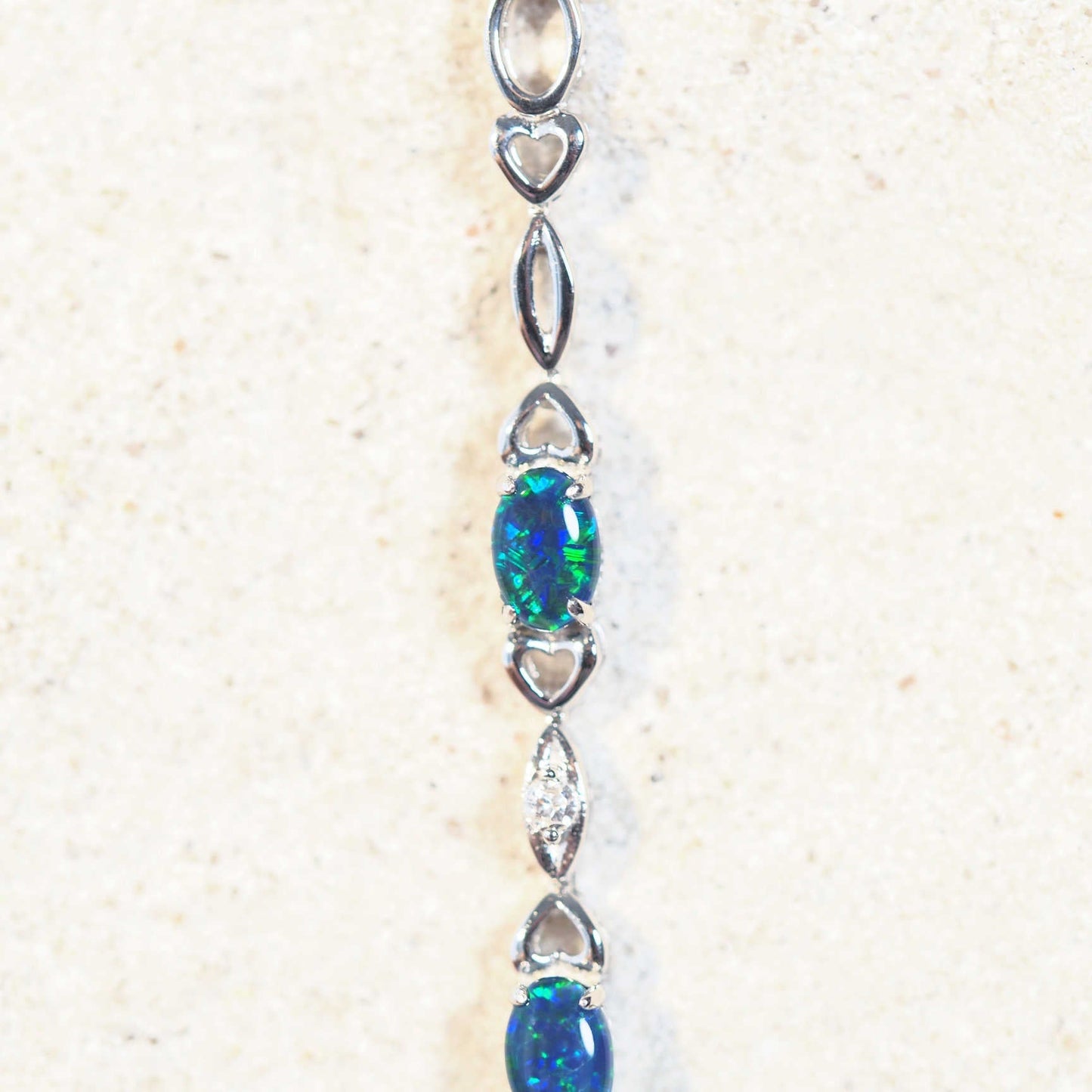 'Passion Blue Trio' Triplet Opal Bracelet Silver