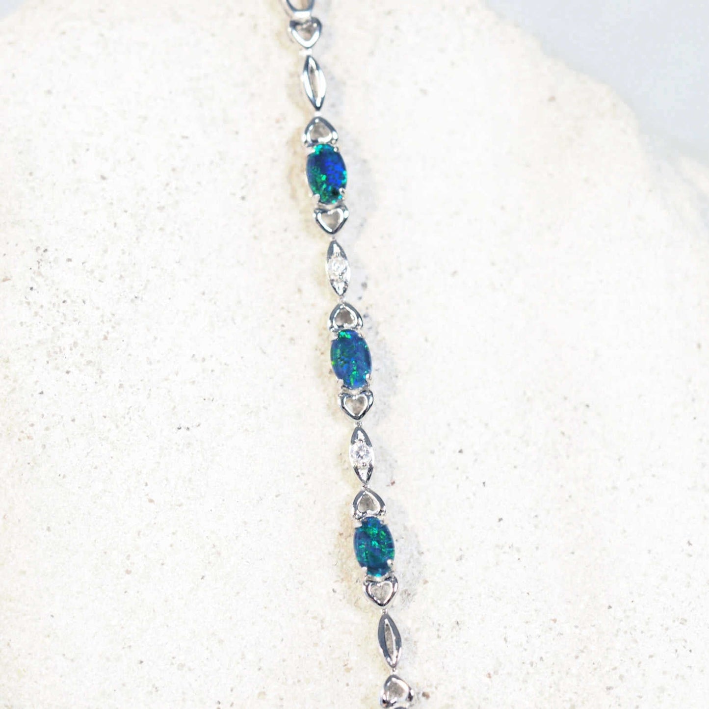 'Passion Blue Trio' Triplet Opal Bracelet Silver