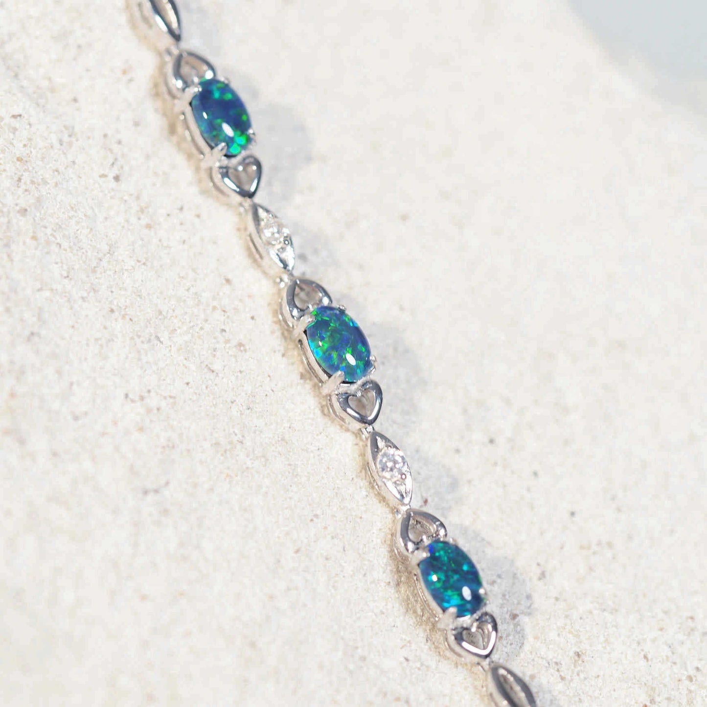 'Passion Blue Trio' Triplet Opal Bracelet Silver