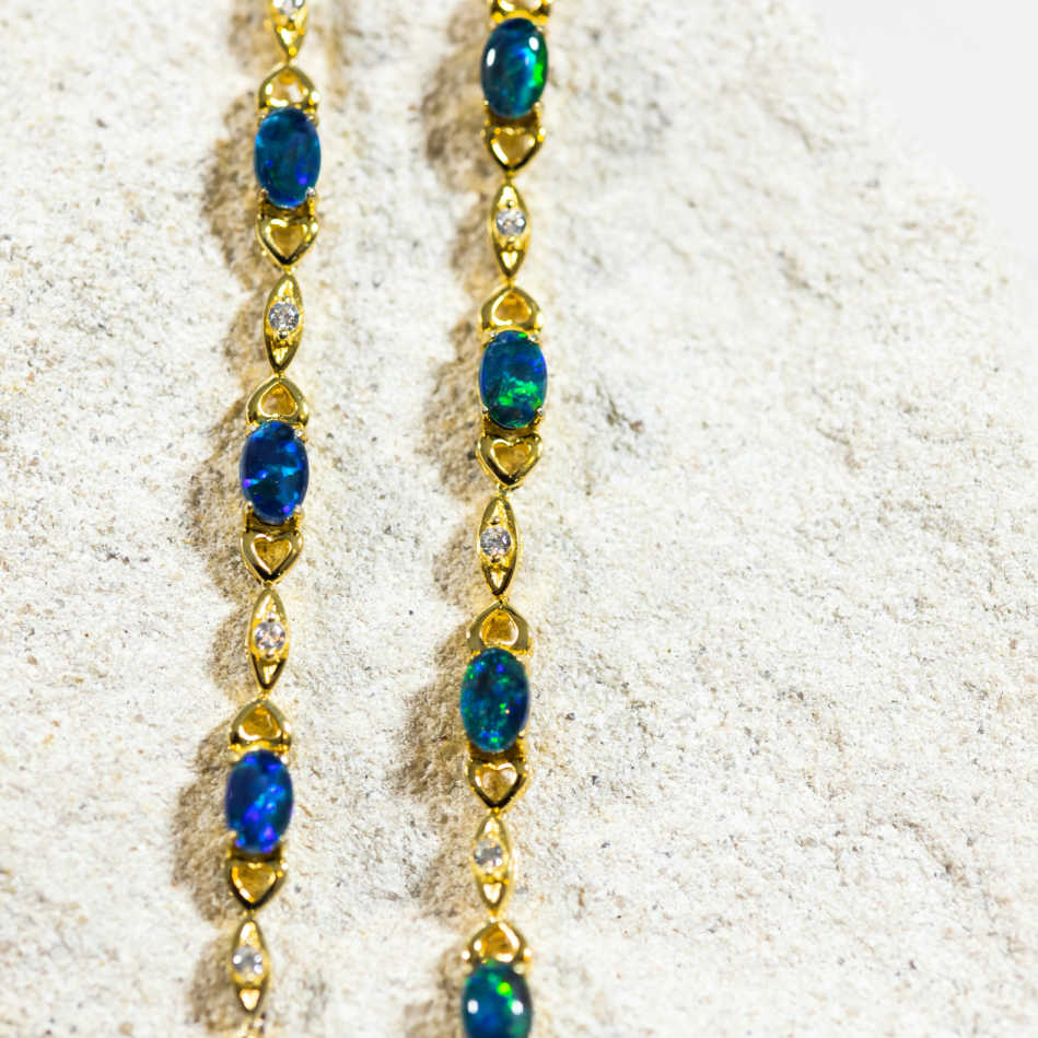 'Passion Blue' Triplet Opal Bracelet Gold Plated Silver