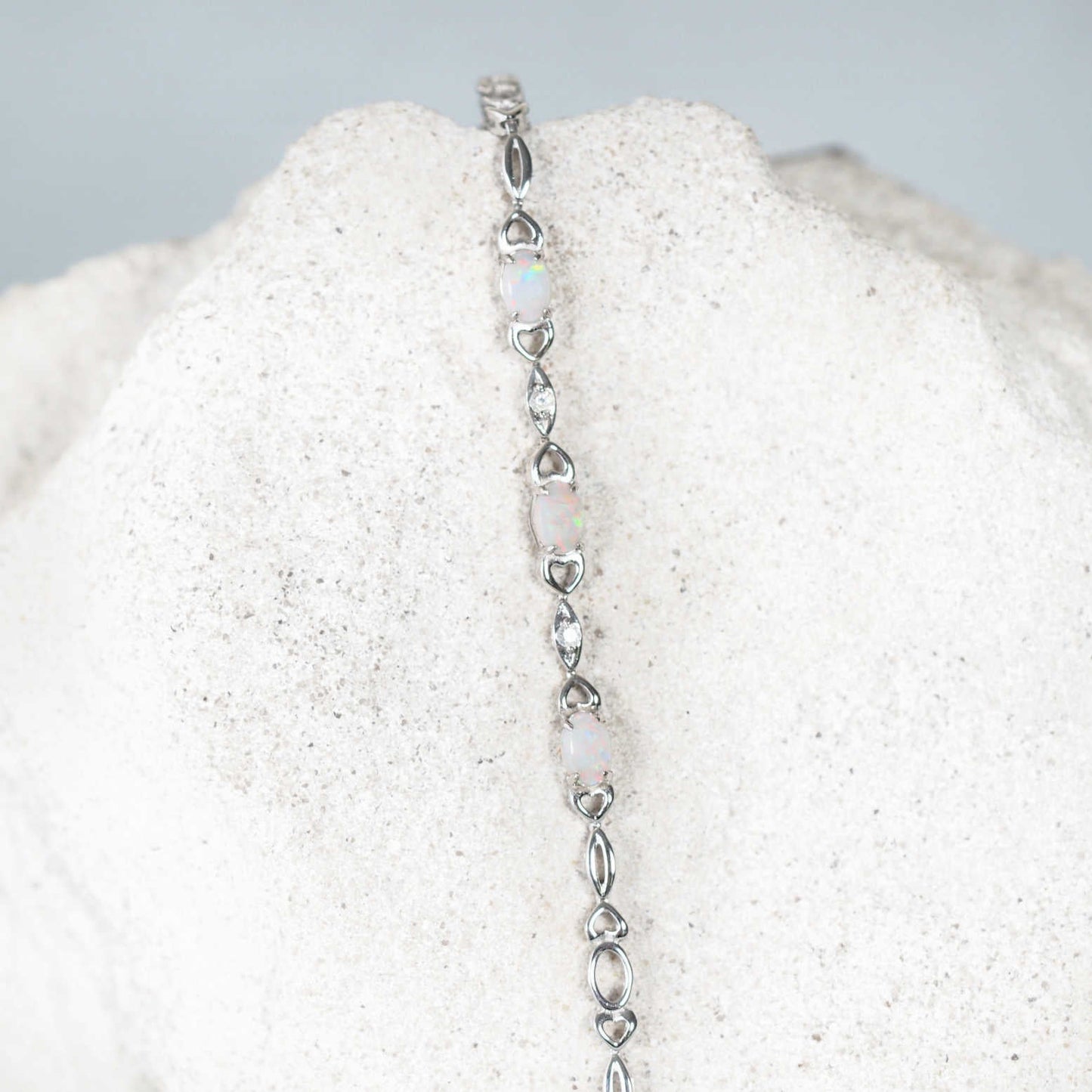 'Passion Trio' White Opal Bracelet Silver