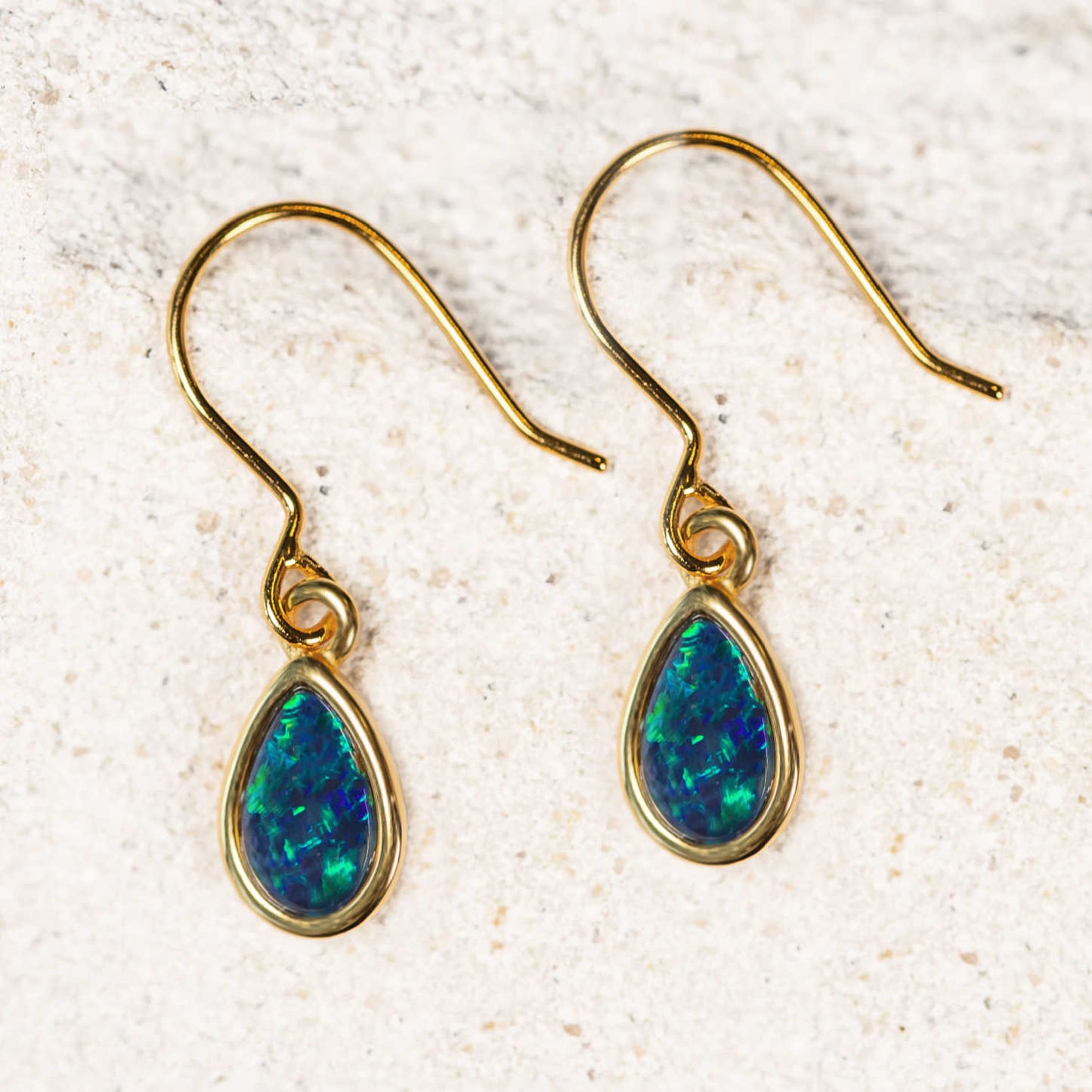 'Avah Petite' Triplet Opal Earrings Gold Plated Silver
