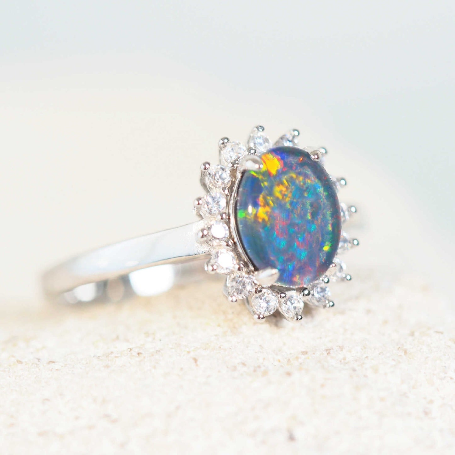 'Princess Grande' Triplet Opal Ring Silver