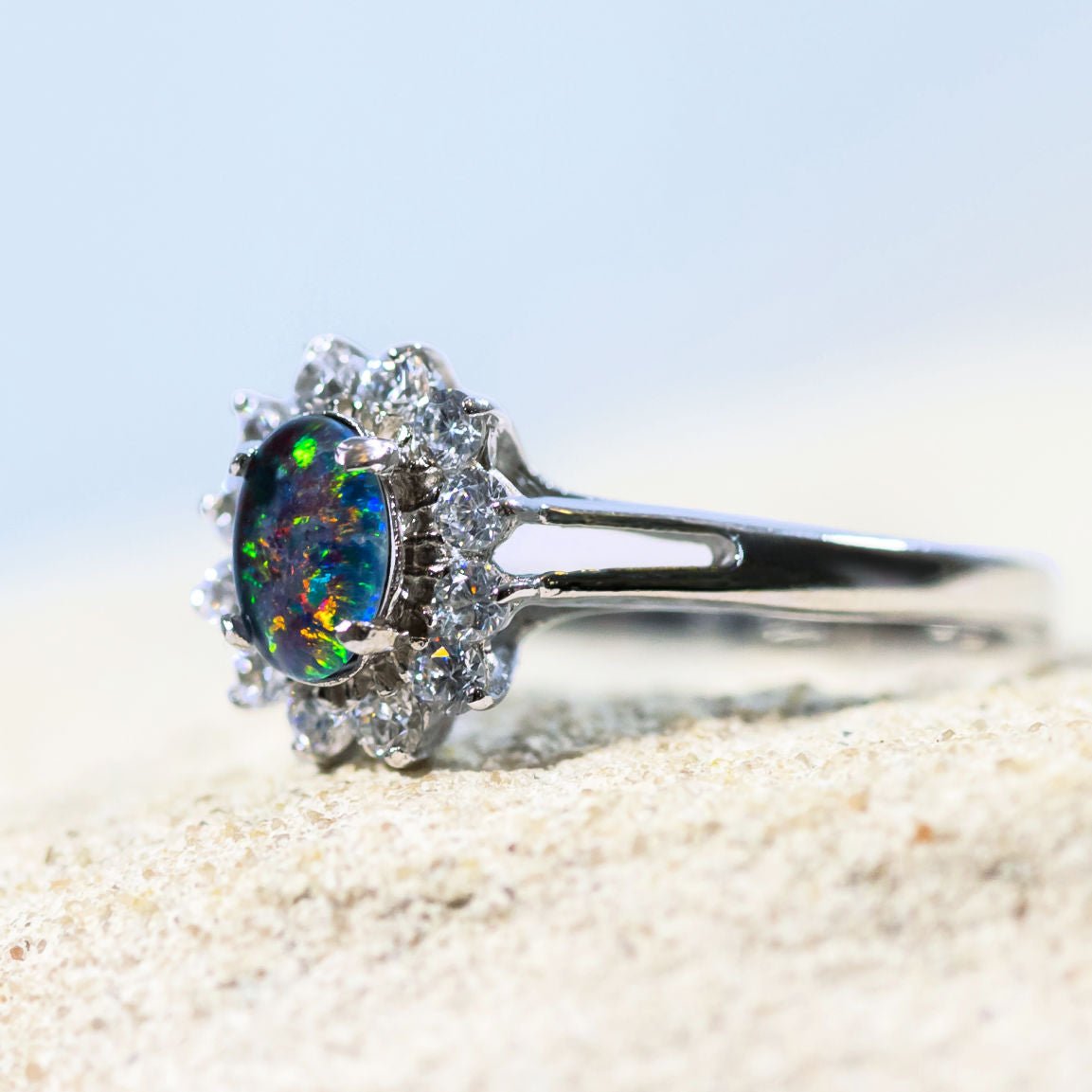 'Princess' Triplet Opal Ring Silver