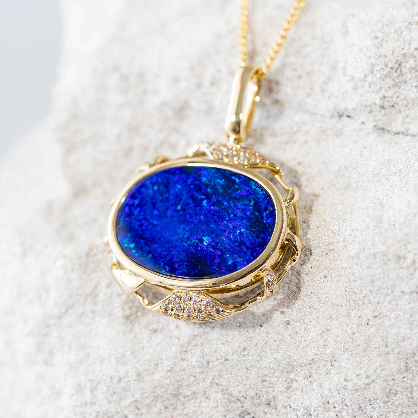 'Selena' Opal Pendant 14ct Gold Doublet