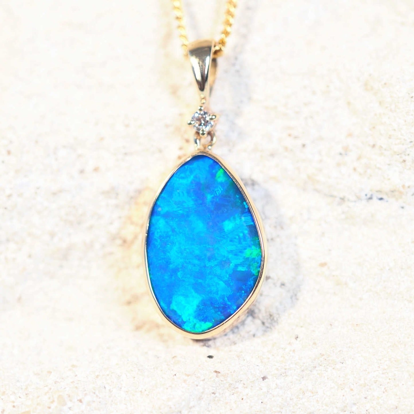 'Shania' Doublet Opal Pendant 14ct Gold
