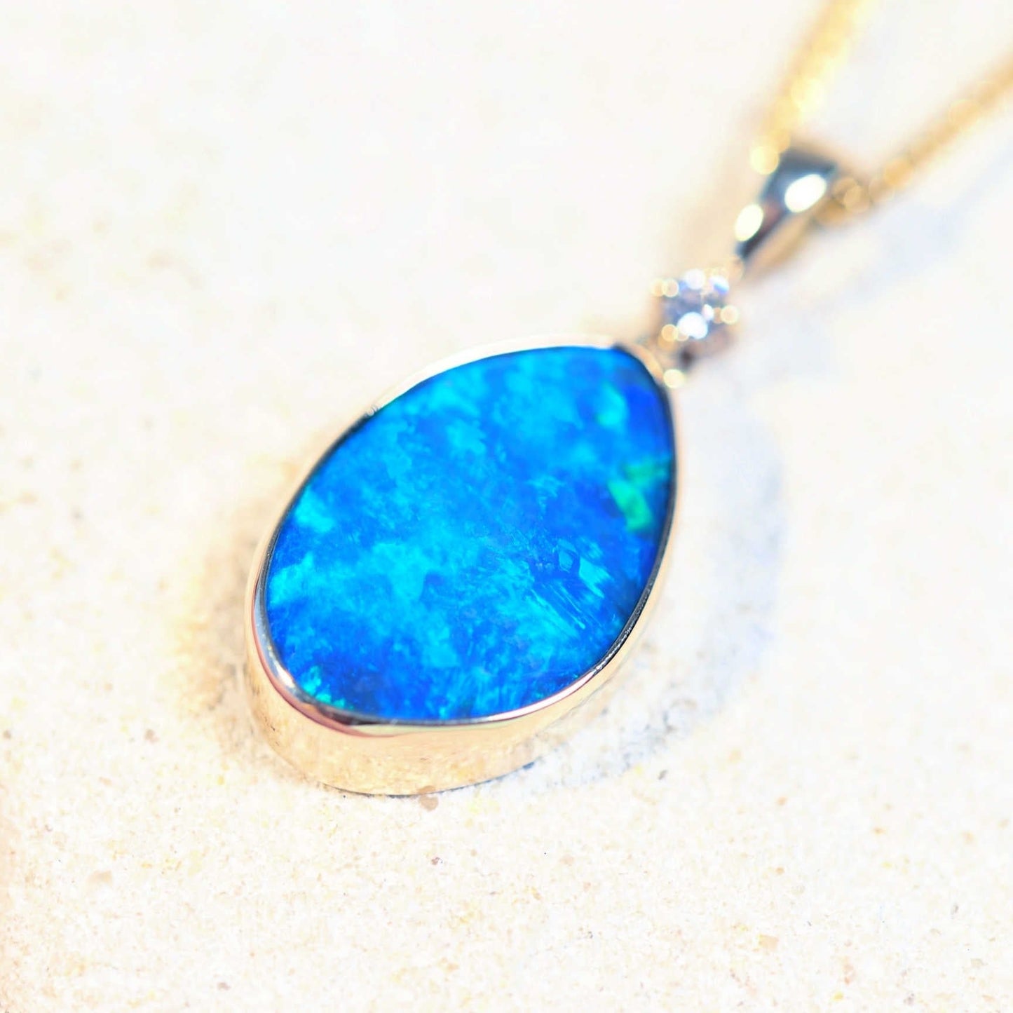 'Shania' Doublet Opal Pendant 14ct Gold