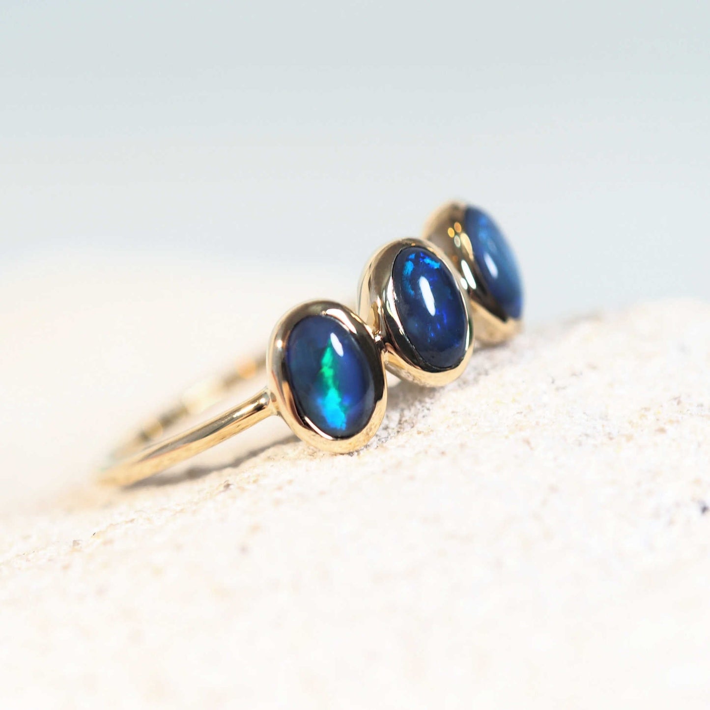 'Sherah' Black Opal Ring 14ct Gold