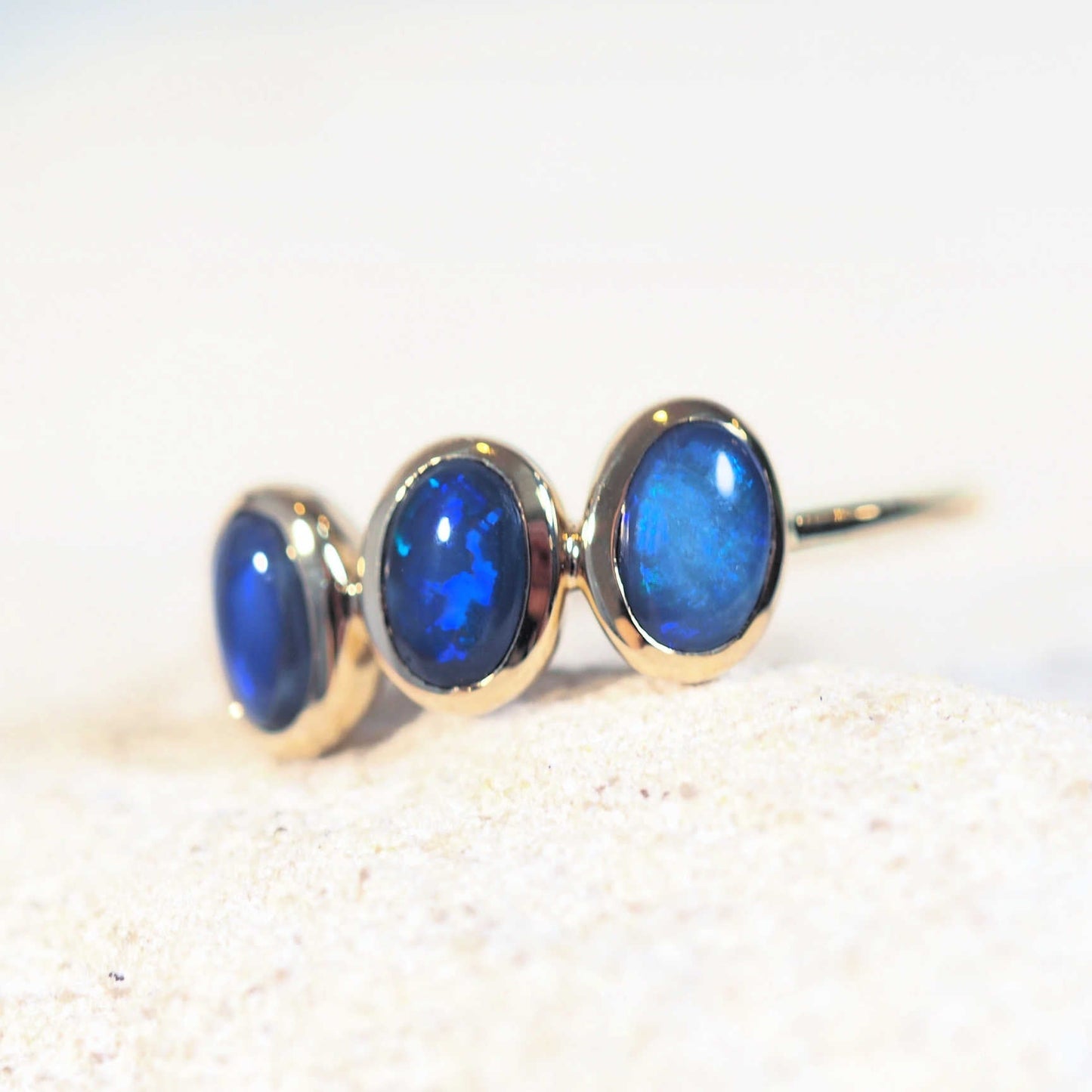 'Sherah' Black Opal Ring 14ct Gold