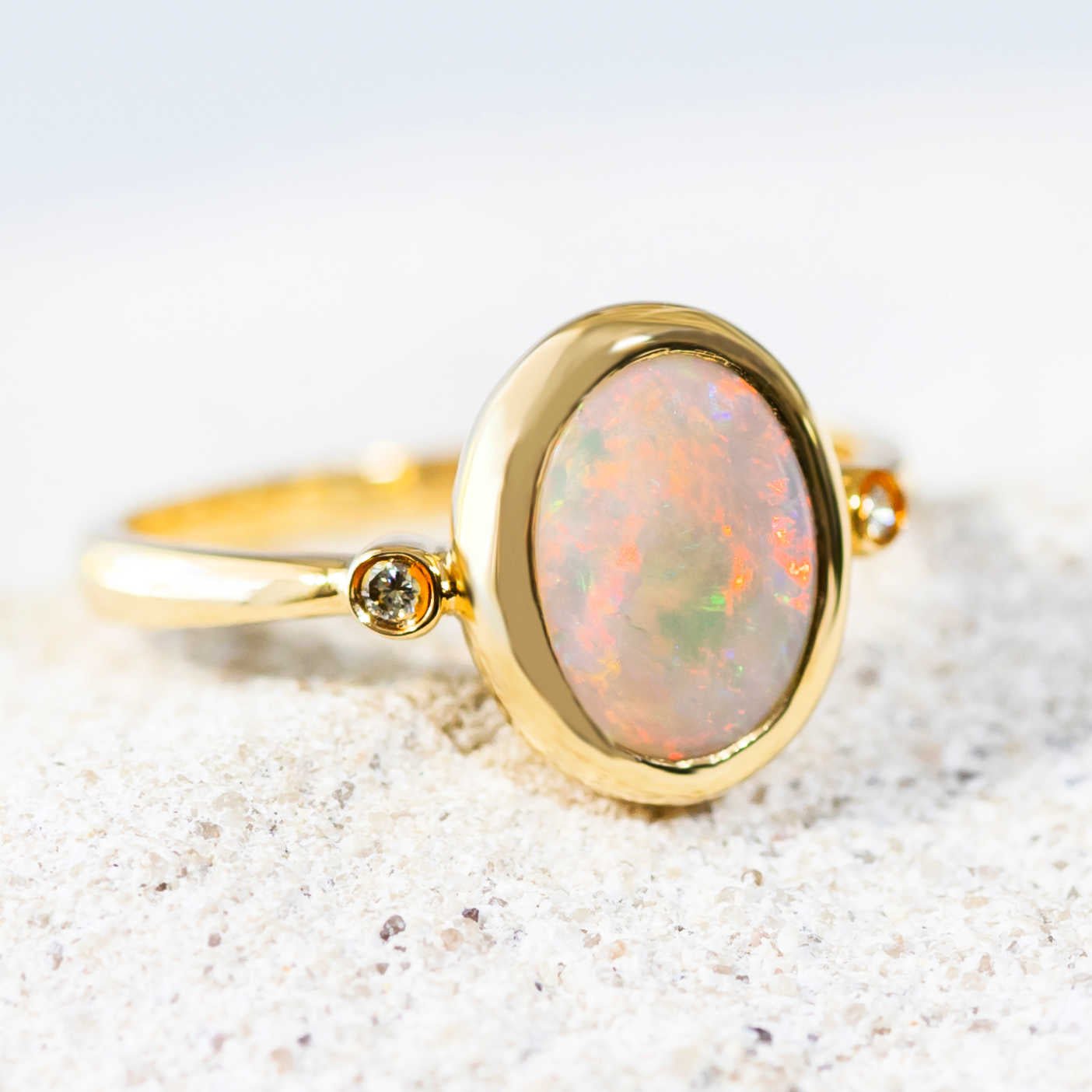 'Sigrid' White Opal Ring 18ct Gold