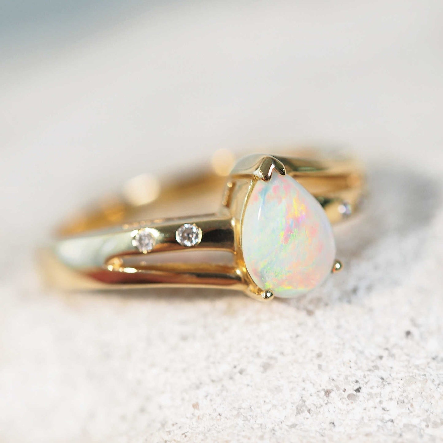 'Sophia' Crystal Opal Ring 14ct Gold