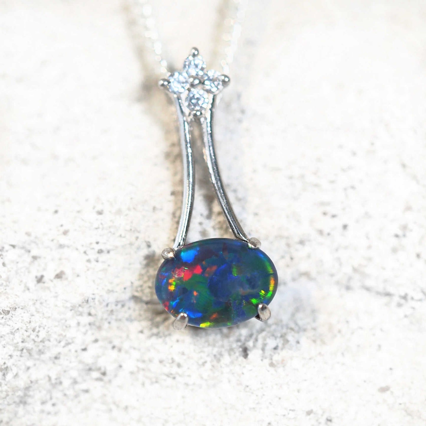 'Star Flower' Triplet Opal Pendant Silver
