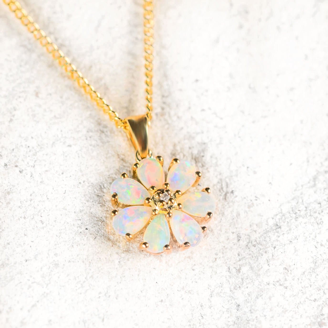 'Starflower' Crystal Opal Pendant 9ct Gold