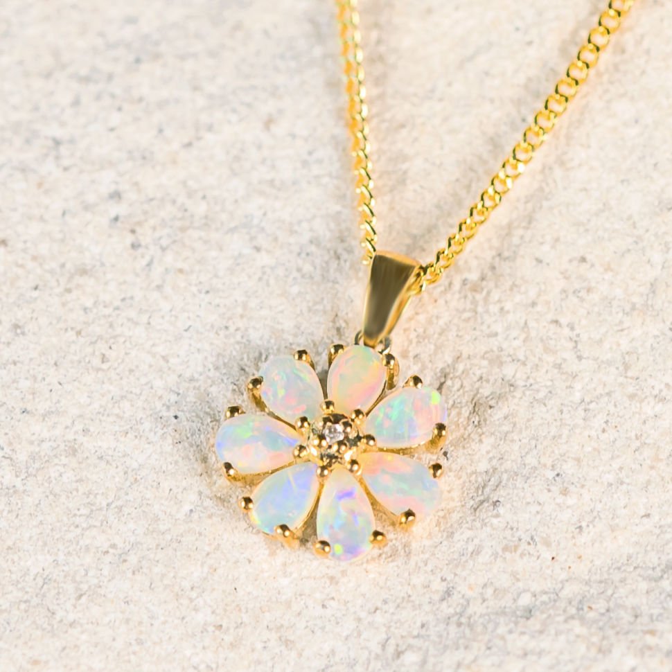 'Starflower' Crystal Opal Pendant 9ct Gold