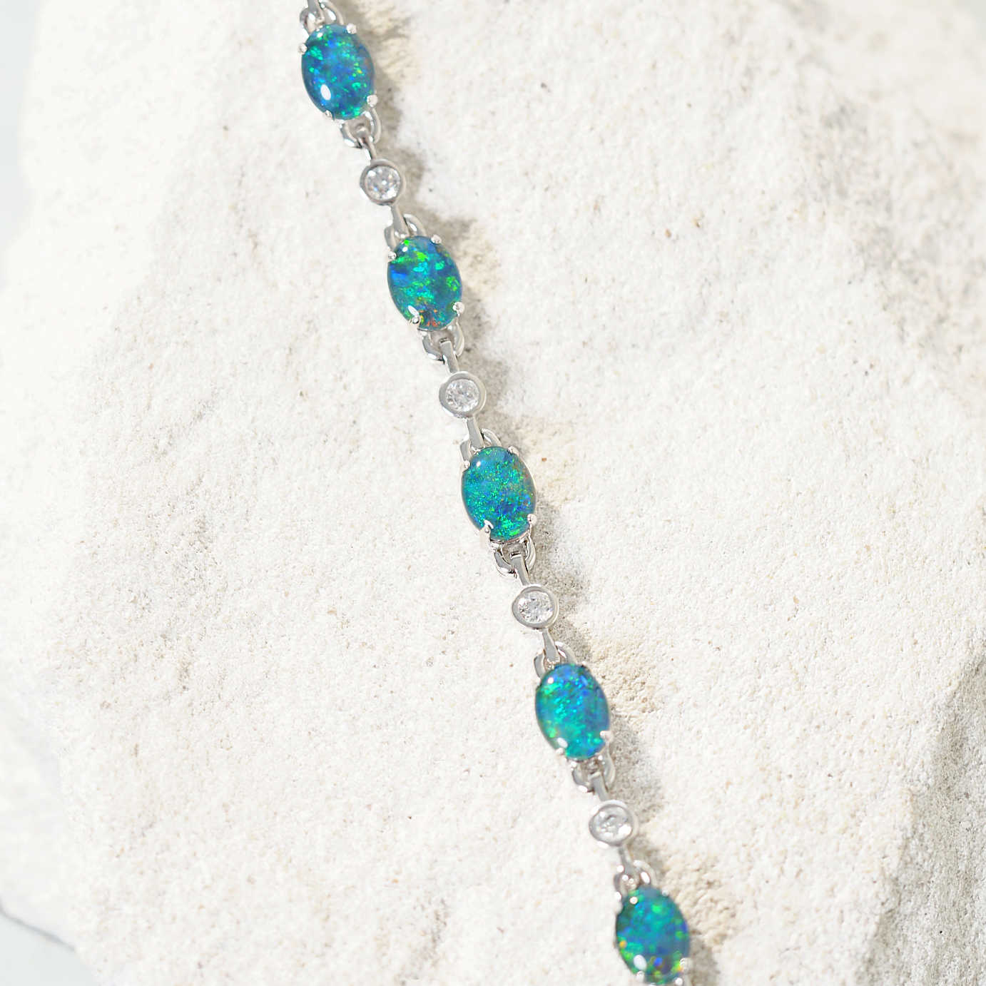 'Starlight Blue' Triplet Opal Bracelet Silver