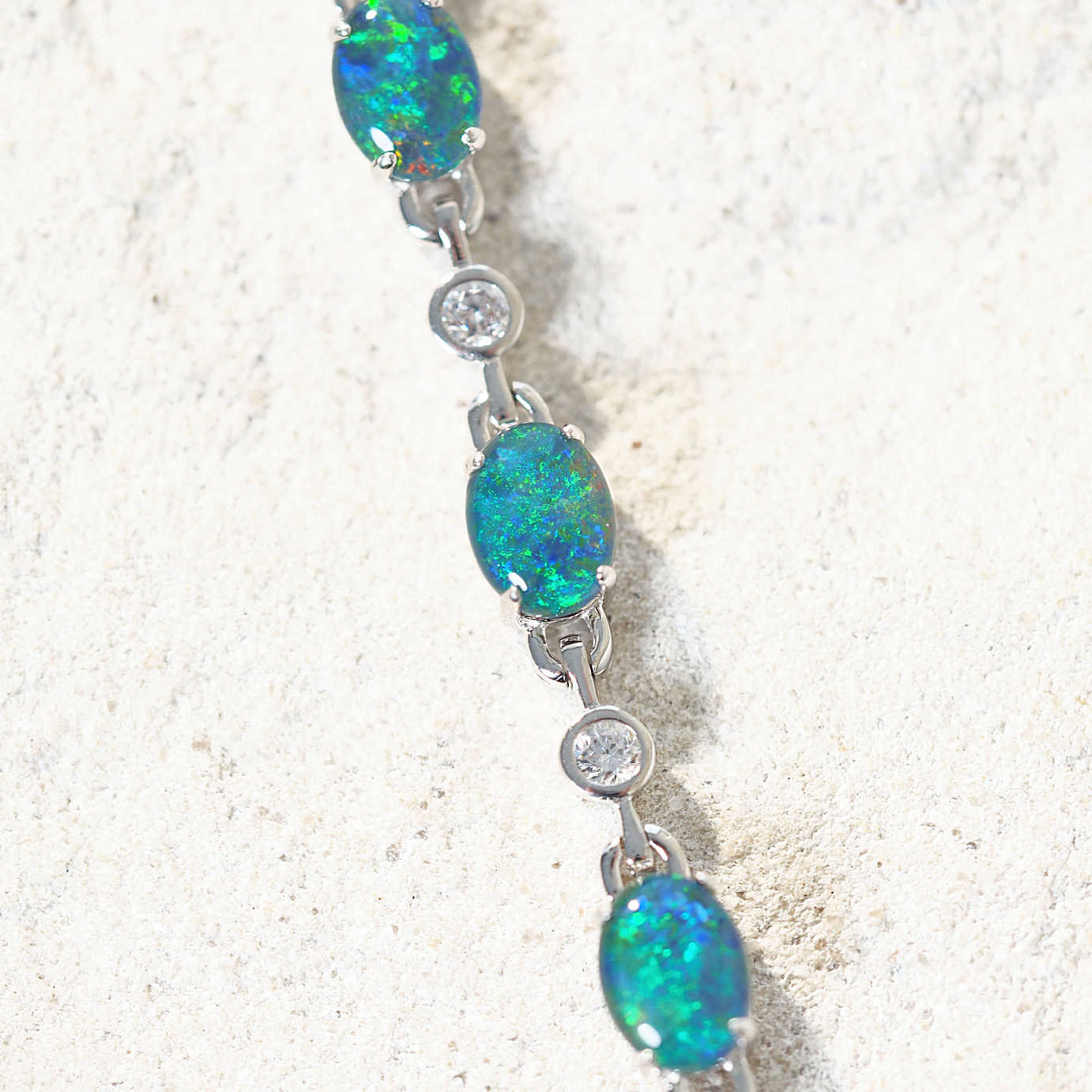 'Starlight Blue' Triplet Opal Bracelet Silver