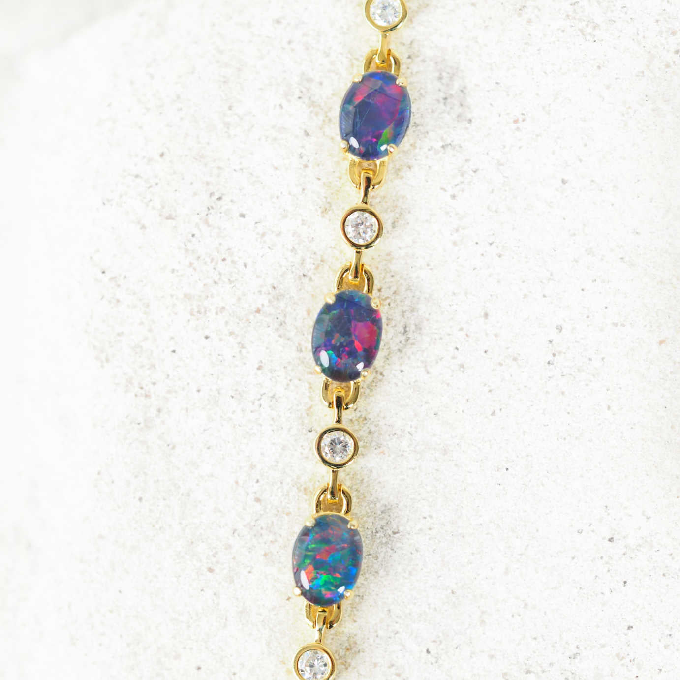 'Starlight Trio' Triplet Opal Bracelet Gold Plated Silver