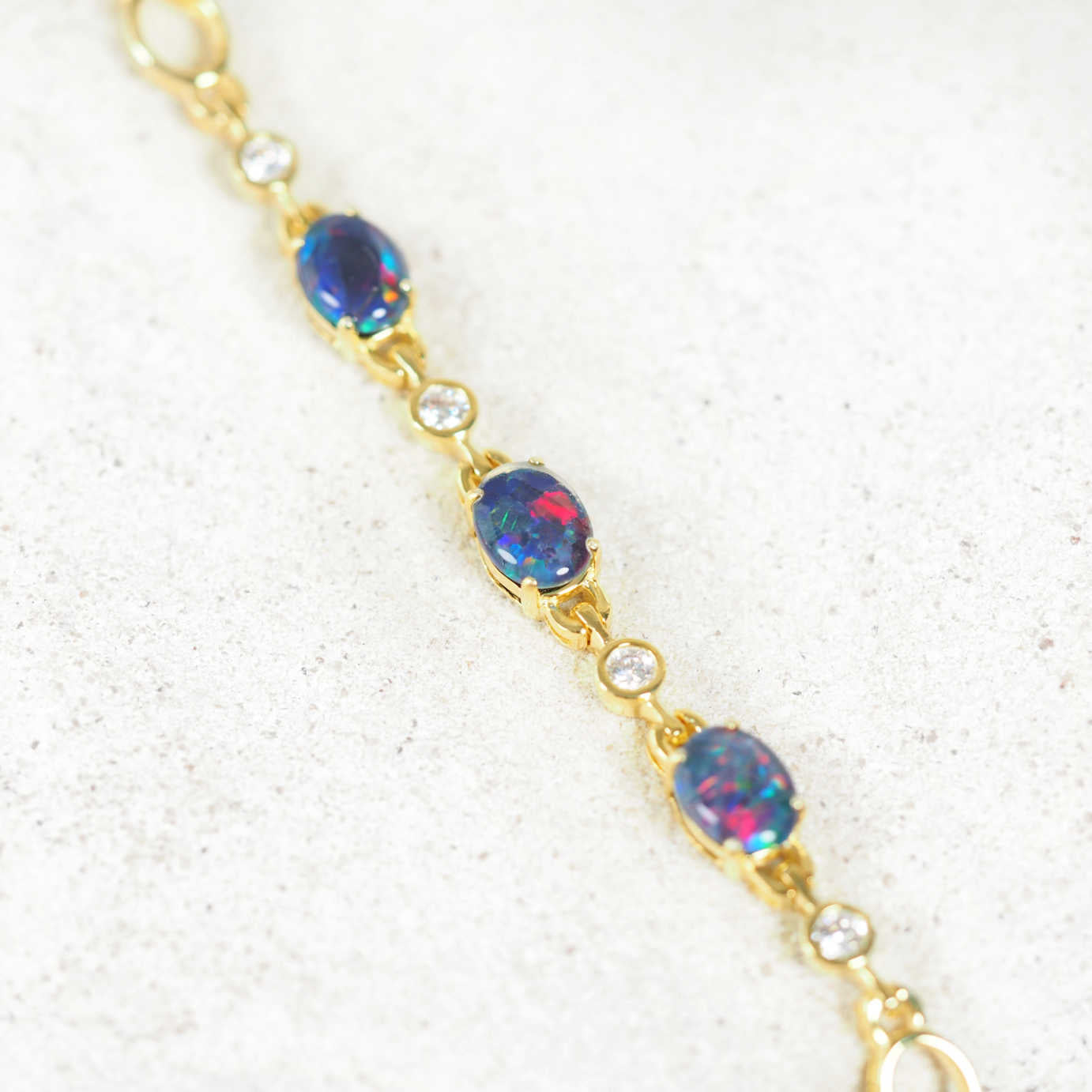 'Starlight Trio' Triplet Opal Bracelet Gold Plated Silver