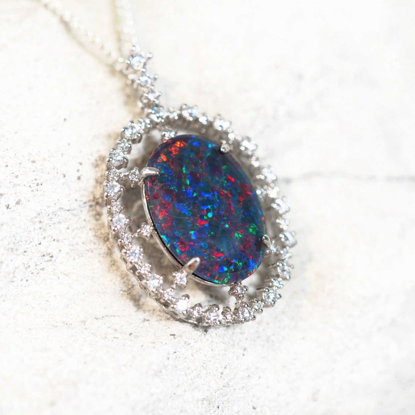 'Starlight' Triplet Opal Pendant Silver