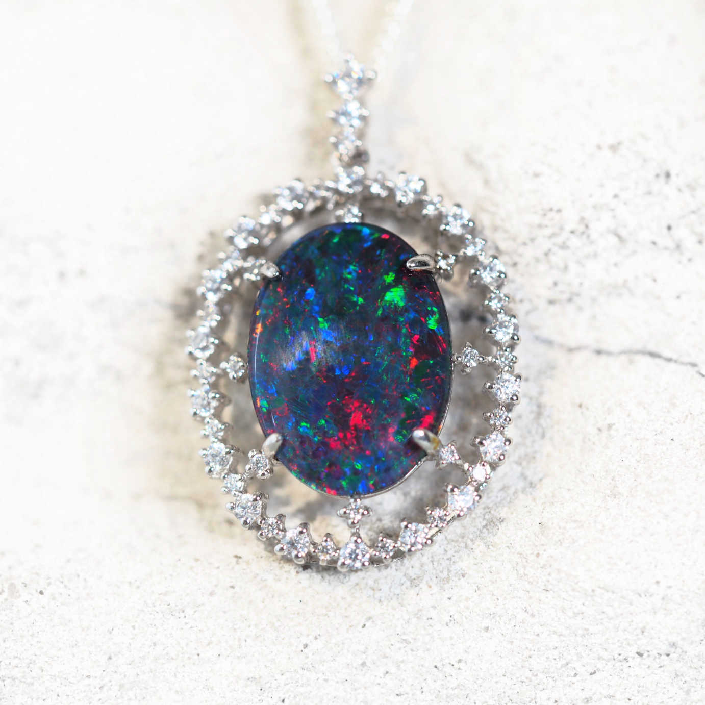 'Starlight' Triplet Opal Pendant Silver
