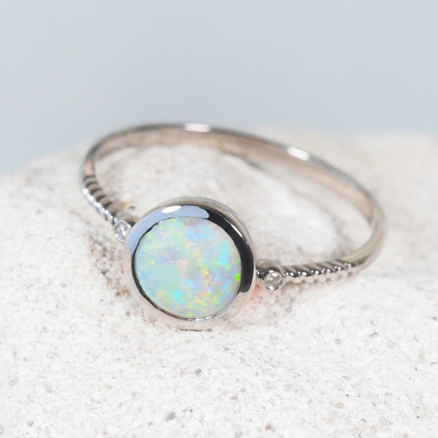 'Thalia' Crystal Opal Ring 14ct White Gold