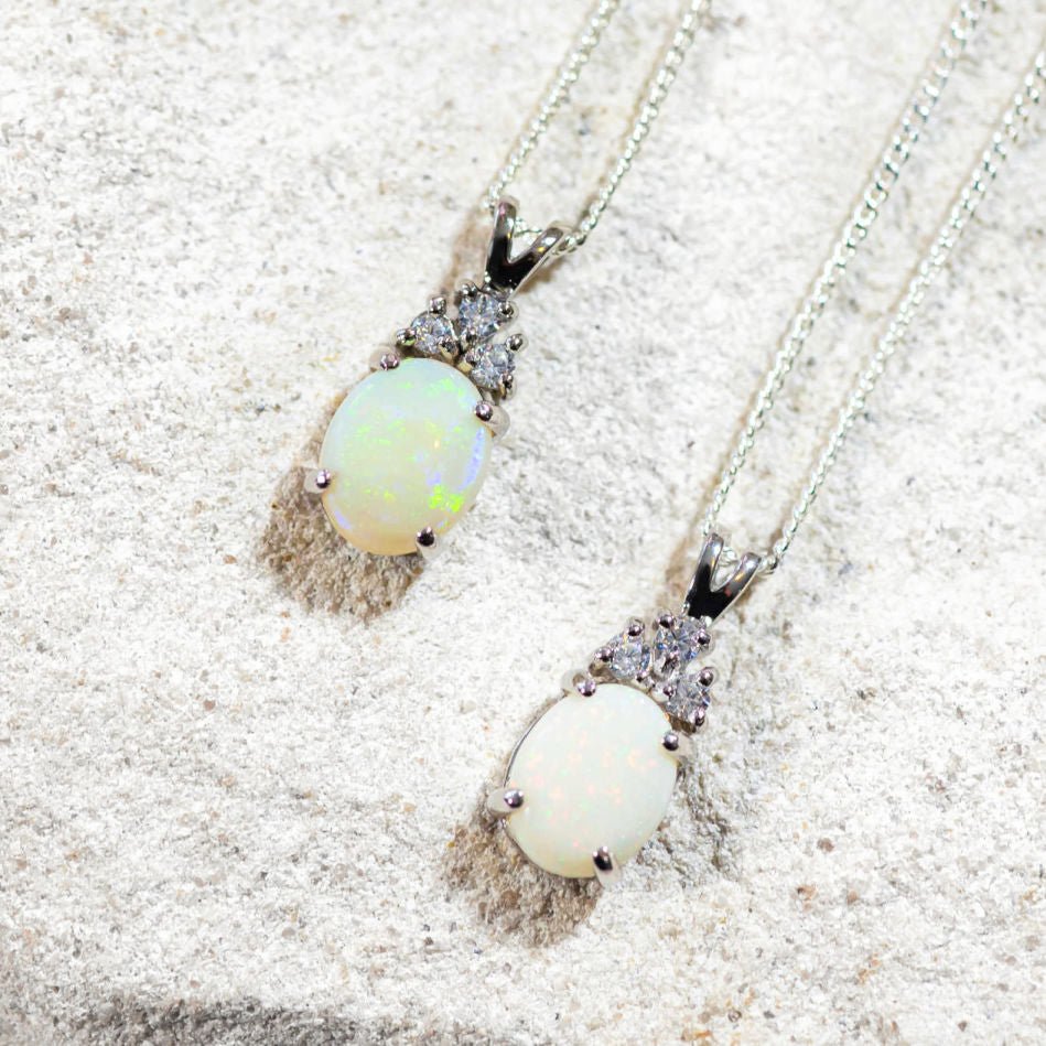 'Tiara Grande' White Opal Pendant Silver