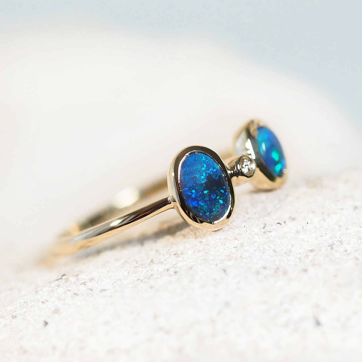 'Tidal Queen' Black Opal Ring 14ct Gold