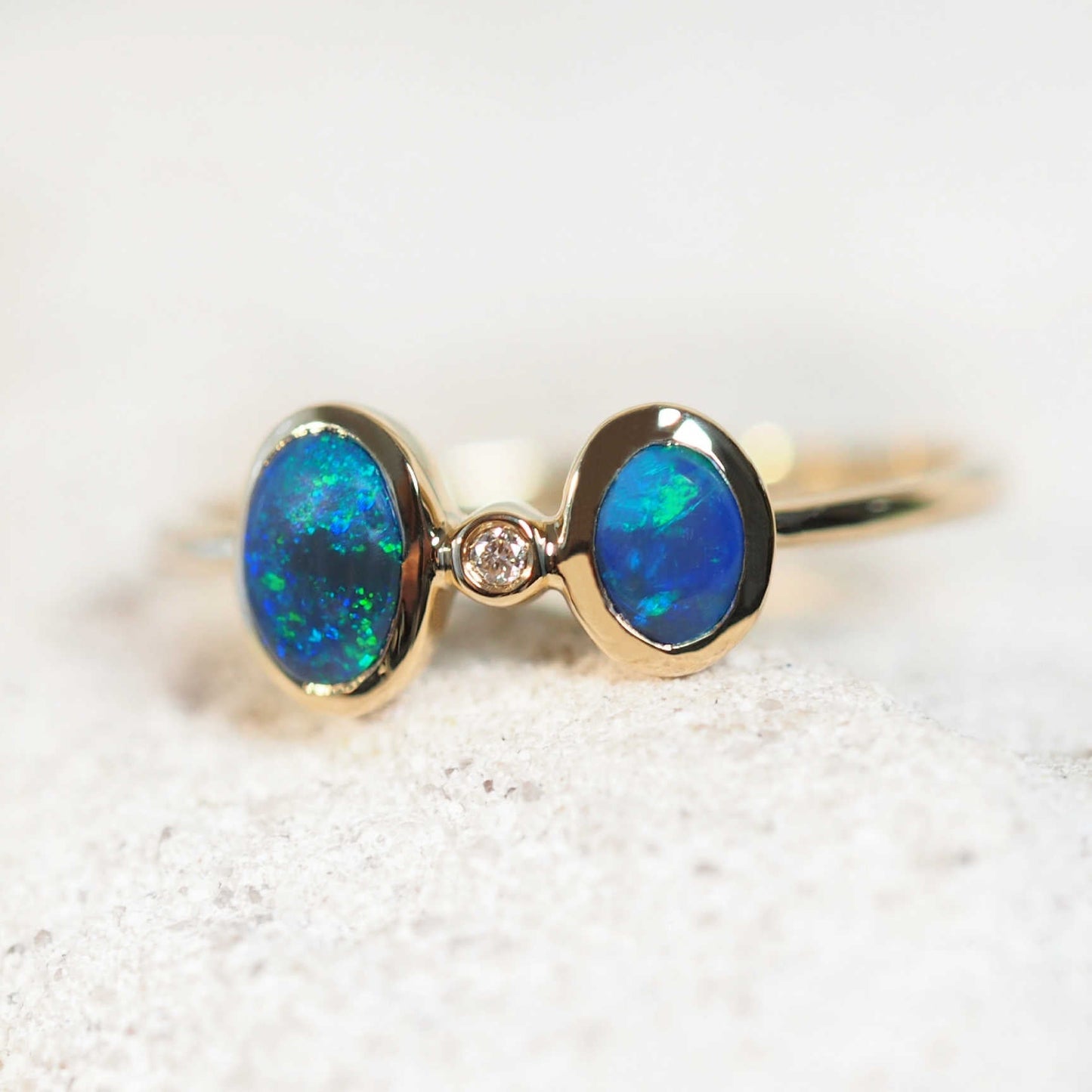 'Tidal Queen' Black Opal Ring 14ct Gold