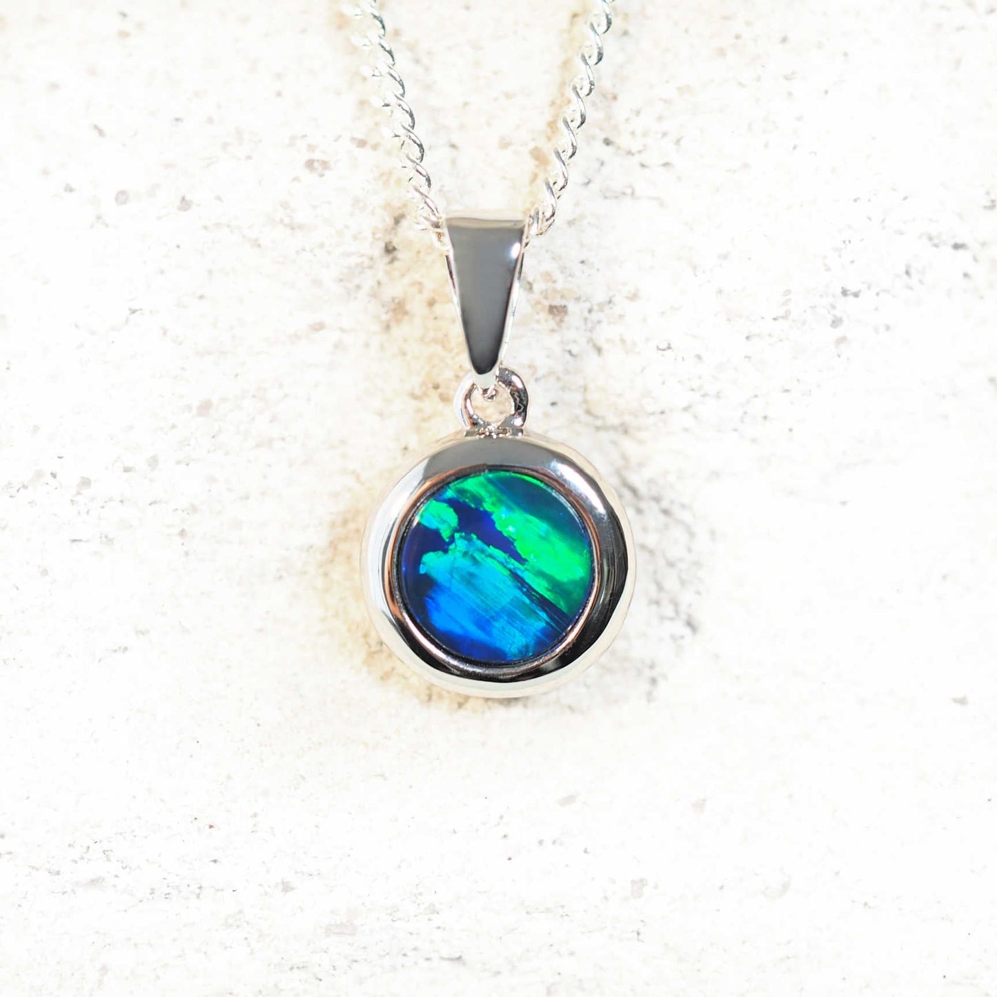 'Tori' Doublet Opal Pendant 14ct White Gold