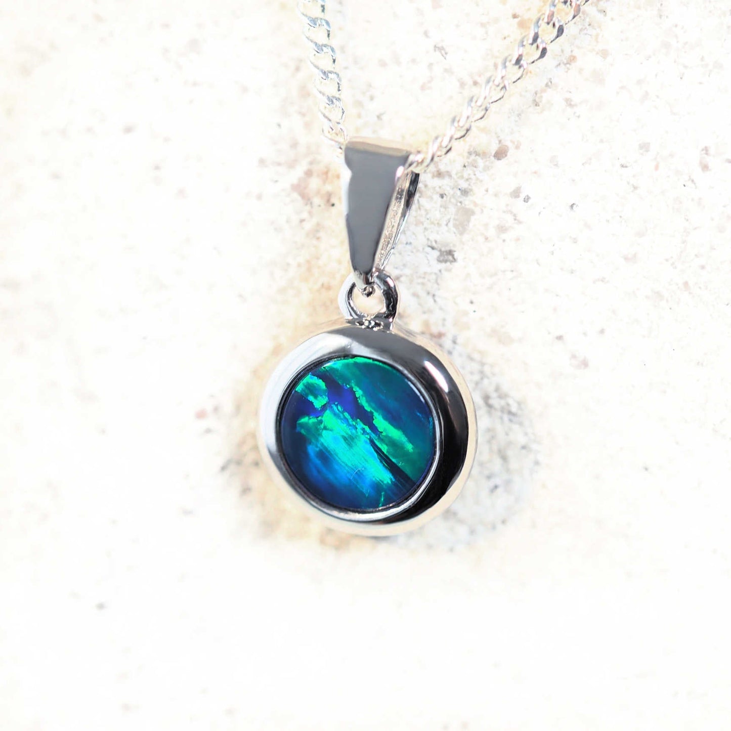 'Tori' Doublet Opal Pendant 14ct White Gold