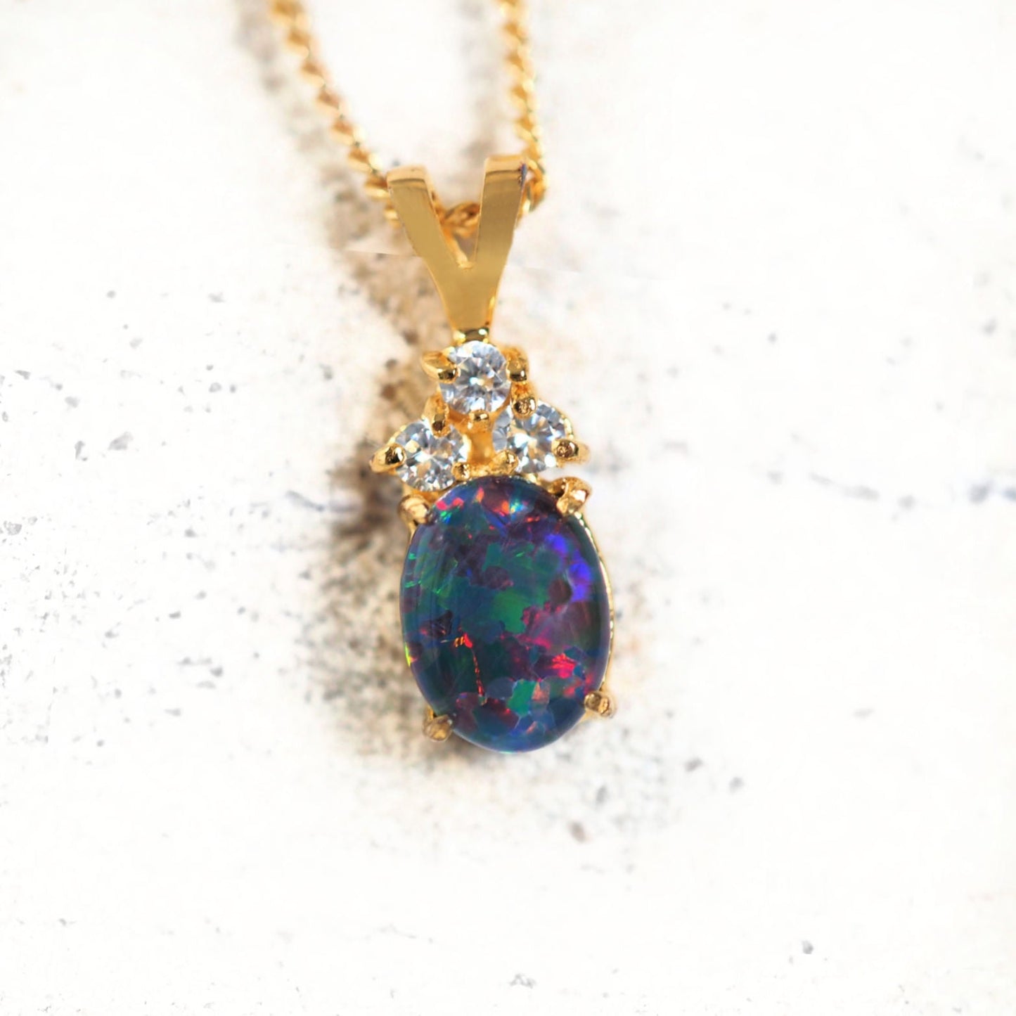 'Trinity' Triplet Opal Pendant Gold Plated Silver