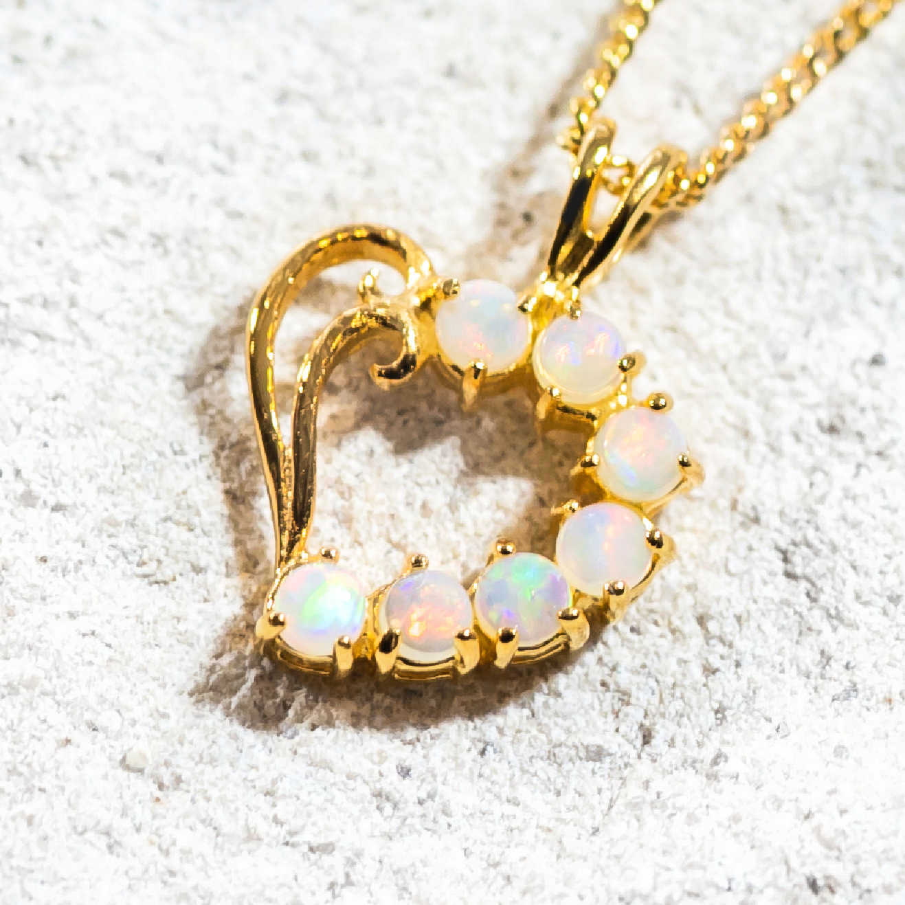 'Valentine' Crystal Opal Pendant Gold Plated Silver