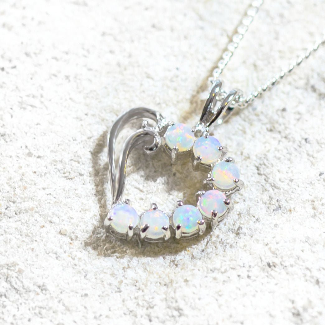 'Valentine' Crystal Opal Pendant Silver