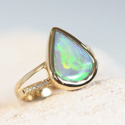 'Aeliana' Semi-Black Opal Ring 14ct Gold