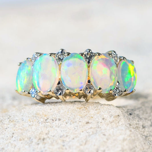 'Aitana' Crystal Opal Ring 14ct Gold