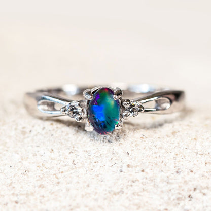 'Alana' Triplet Opal Ring Silver