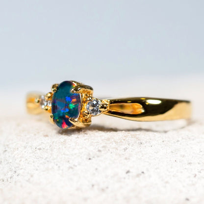 'Alana' Triplet Opal Ring Gold Plated Silver