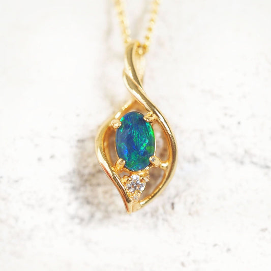 'Alani Blue' Triplet Opal Pendant Gold Plated Silver
