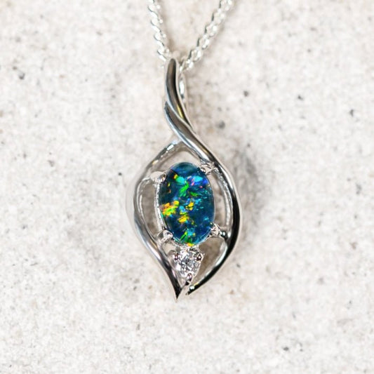 'Alani' Triplet Opal Pendant Silver