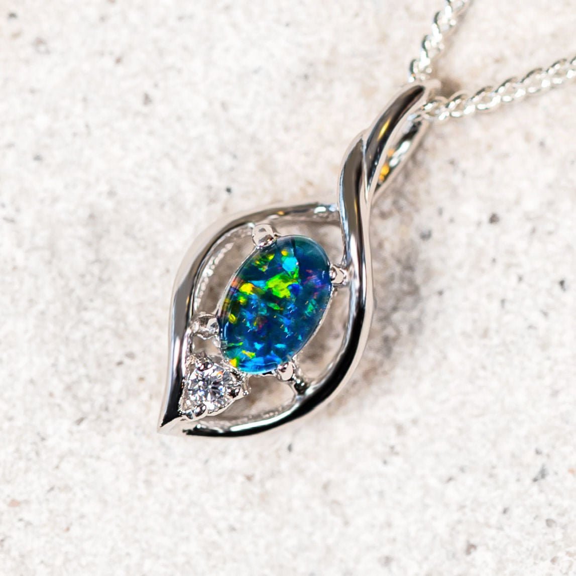 'Alani' Triplet Opal Pendant Silver