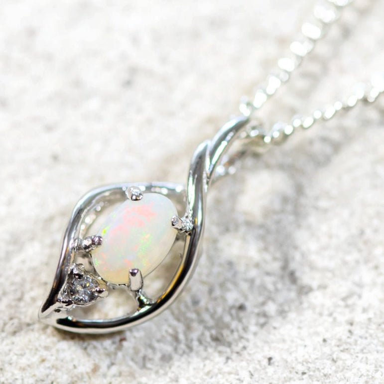 'Alani' White Opal Pendant Silver