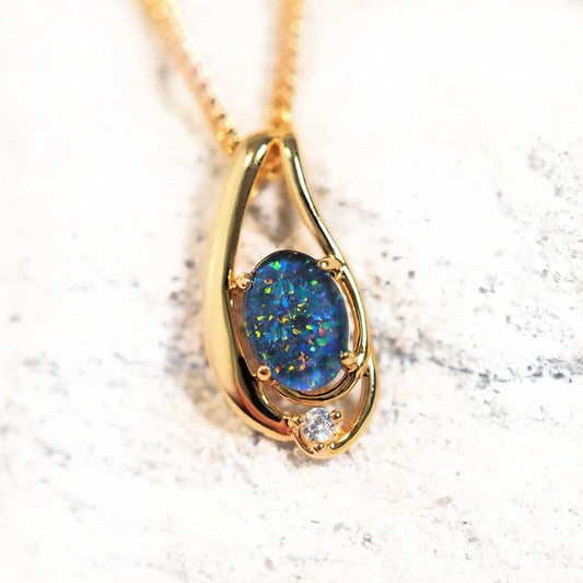 'Aliana' Triplet Opal Pendant Gold Plated Silver