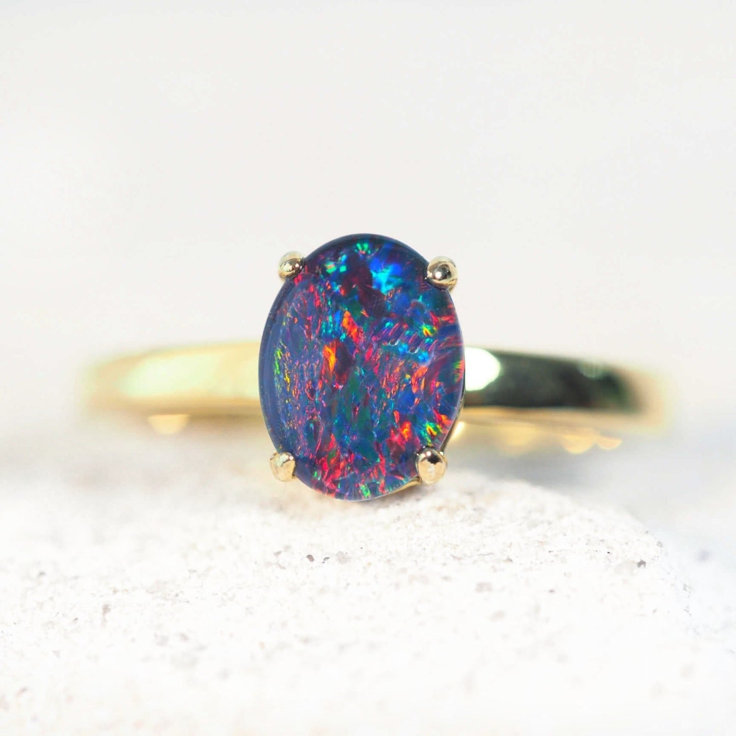 'Alina Grande' Triplet Opal Ring Gold Plated Silver