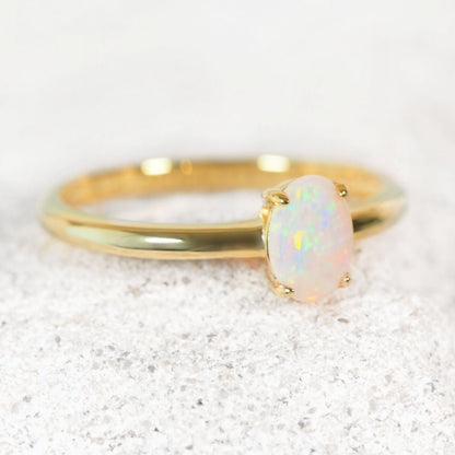 'Alina Petite' Solid Opal Ring Gold Plated Silver